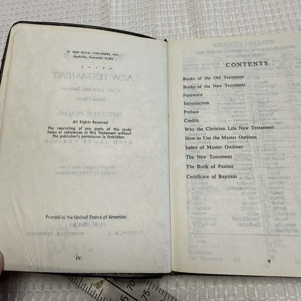 1969‎ Christian Life New Testament With Psalms KJV Thomas Nelson Pocket Bible